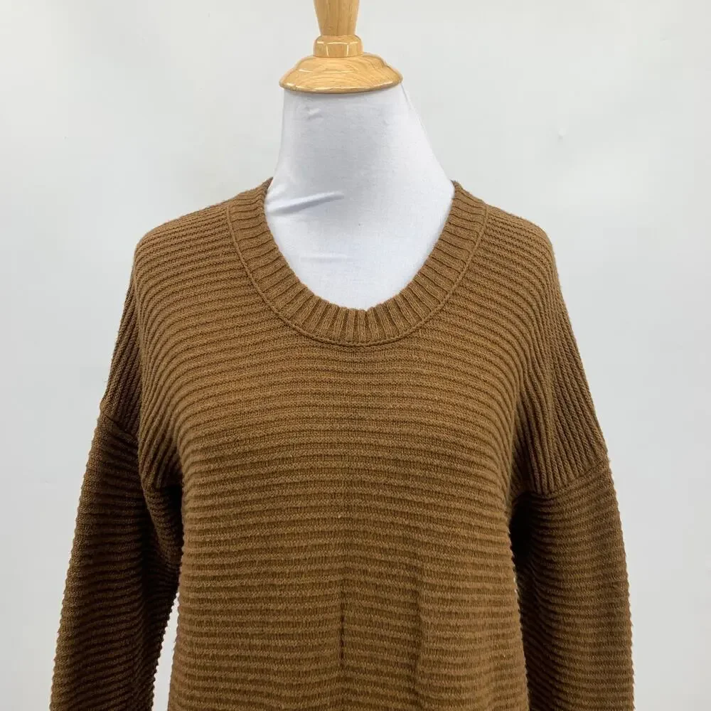 Madewell Sweater Womens S Small Brown Plus Greensboro Button Back Textured Tunic